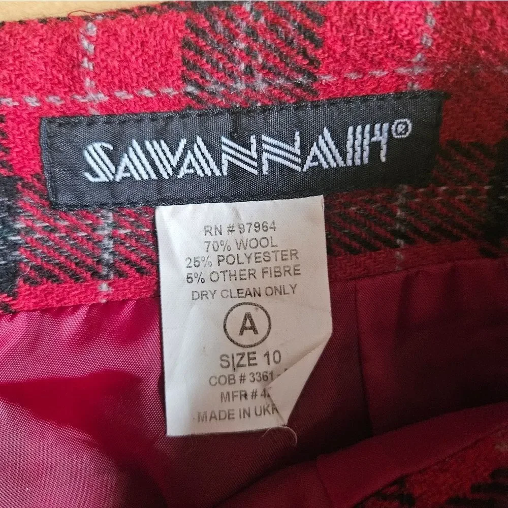 Vintage Savannah Red and Black Plaid Pencil Skirt